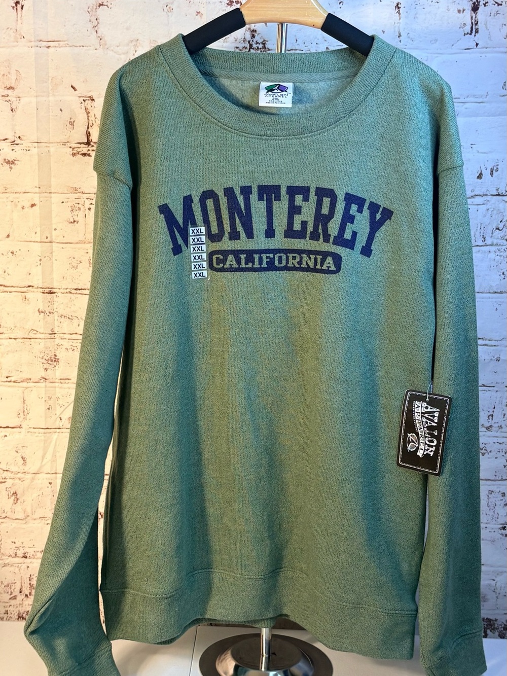 Avalon Mint Green Sweatshirt with Navy Print